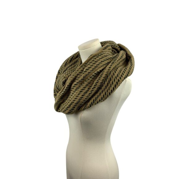 Striped Infinity Scarf Beige & Green - Picture 2 of 7